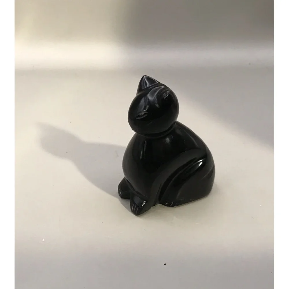 Black‎ Onyx/marble? Stone Kitty Cat
